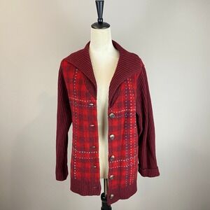 Pendleton Sweater Women's Size XL Wool Blend Button Up Red